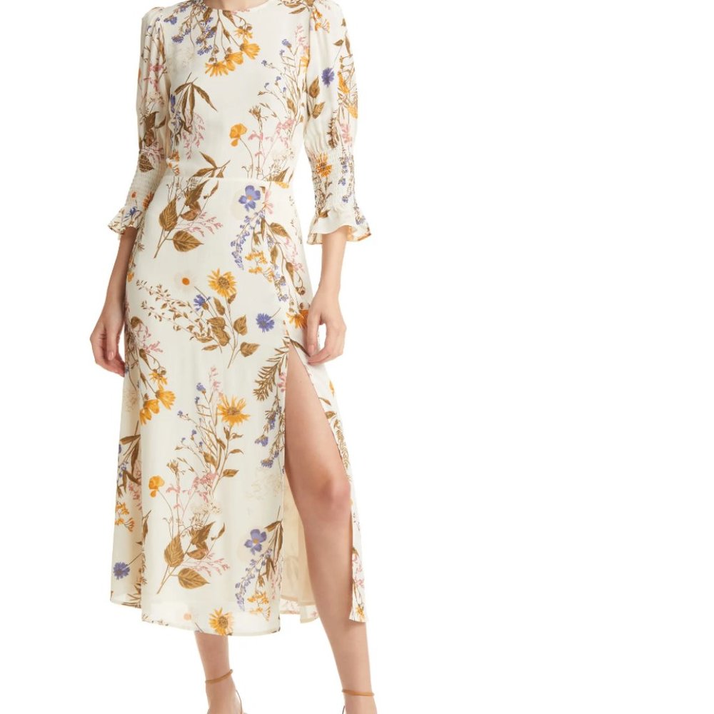 Reformation Carolena Slit Midi Floral Multi Color Floric Dress 6 S M worn once